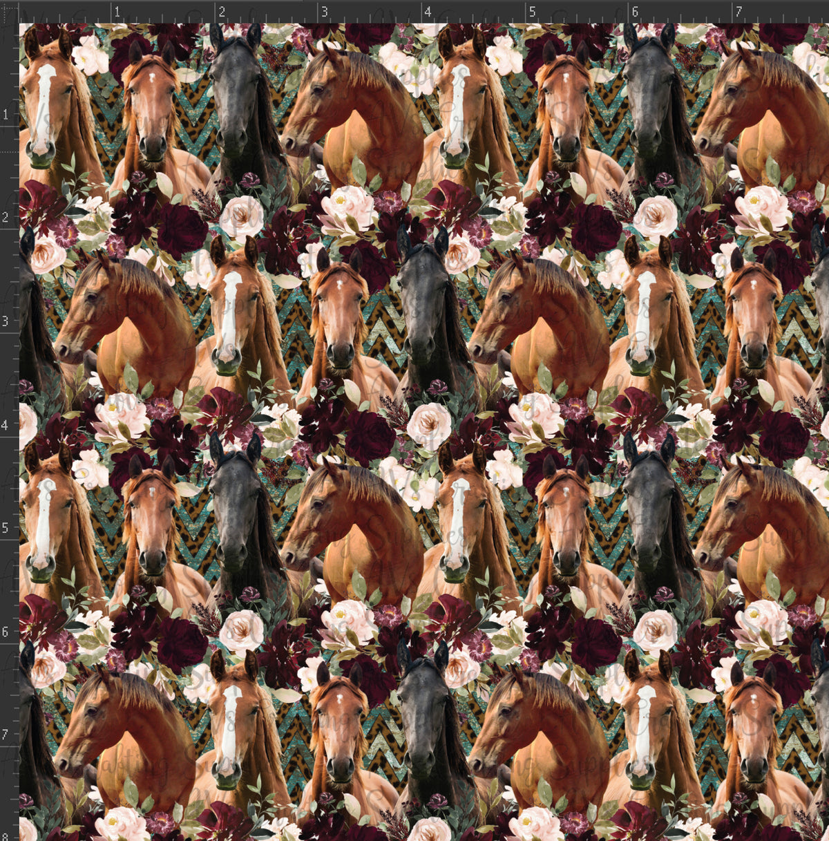 Floral Horses Print