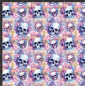 Neon Floral Skulls Print