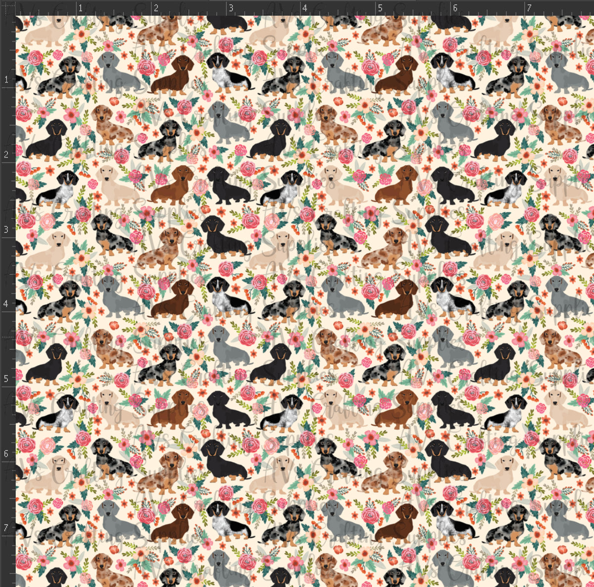 Floral Dachshund Print