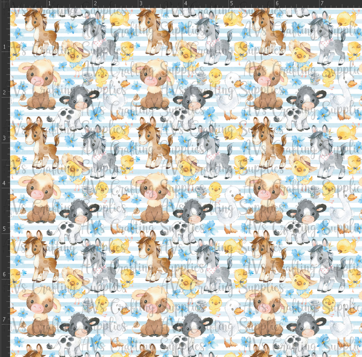 Striped Farm Animals Print