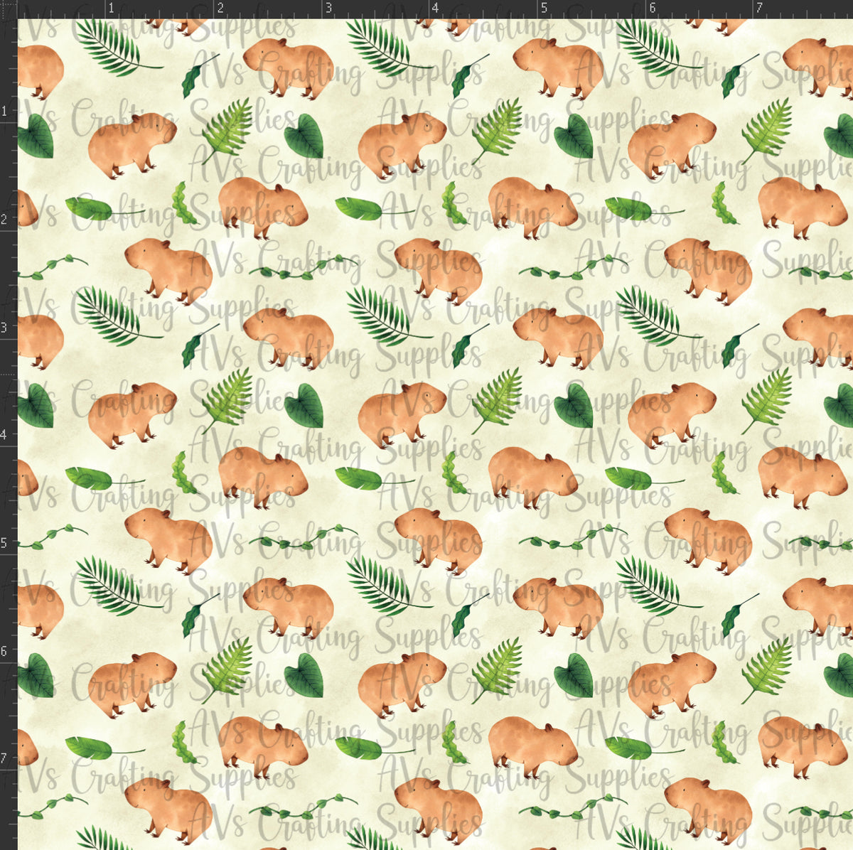 Capybara and Leaves Print