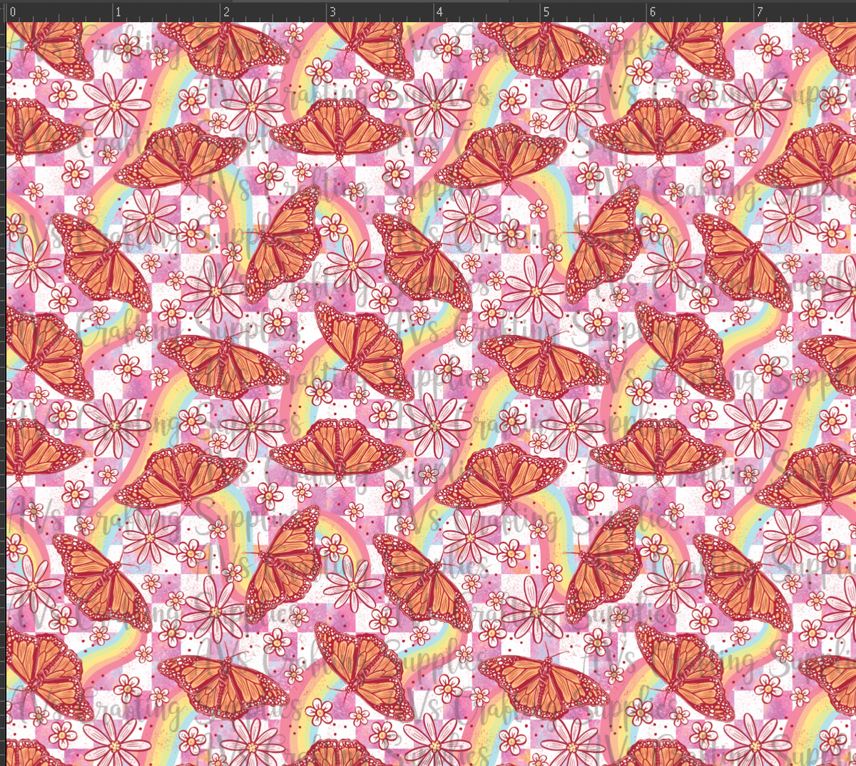 Checkered Butterflies and Rainbows Print