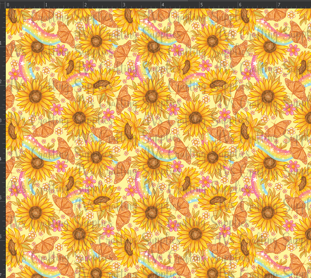 Sunflowers and Butterflies Print