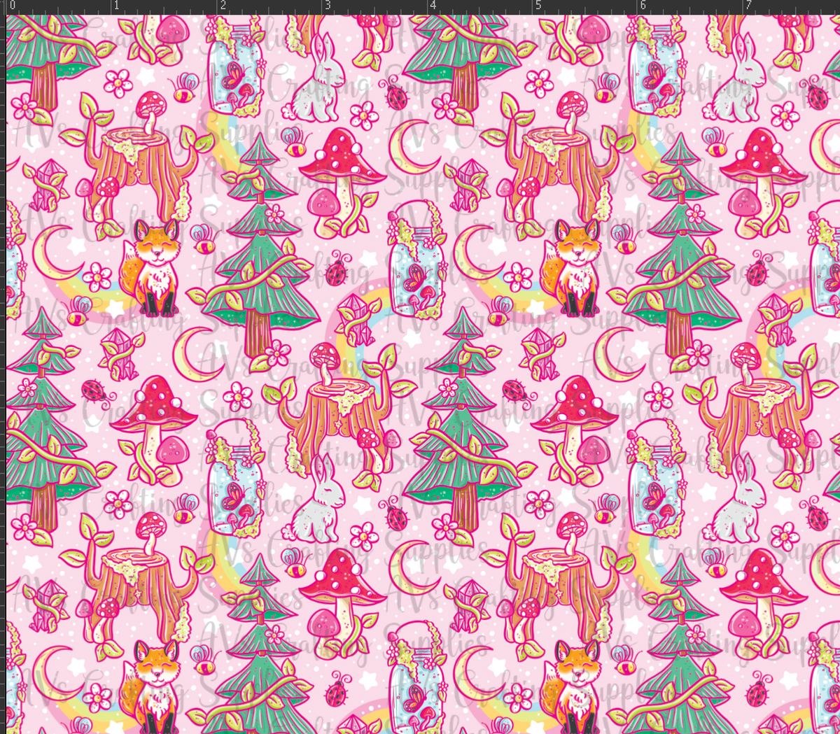 Woodland Animals and Mushrooms Print