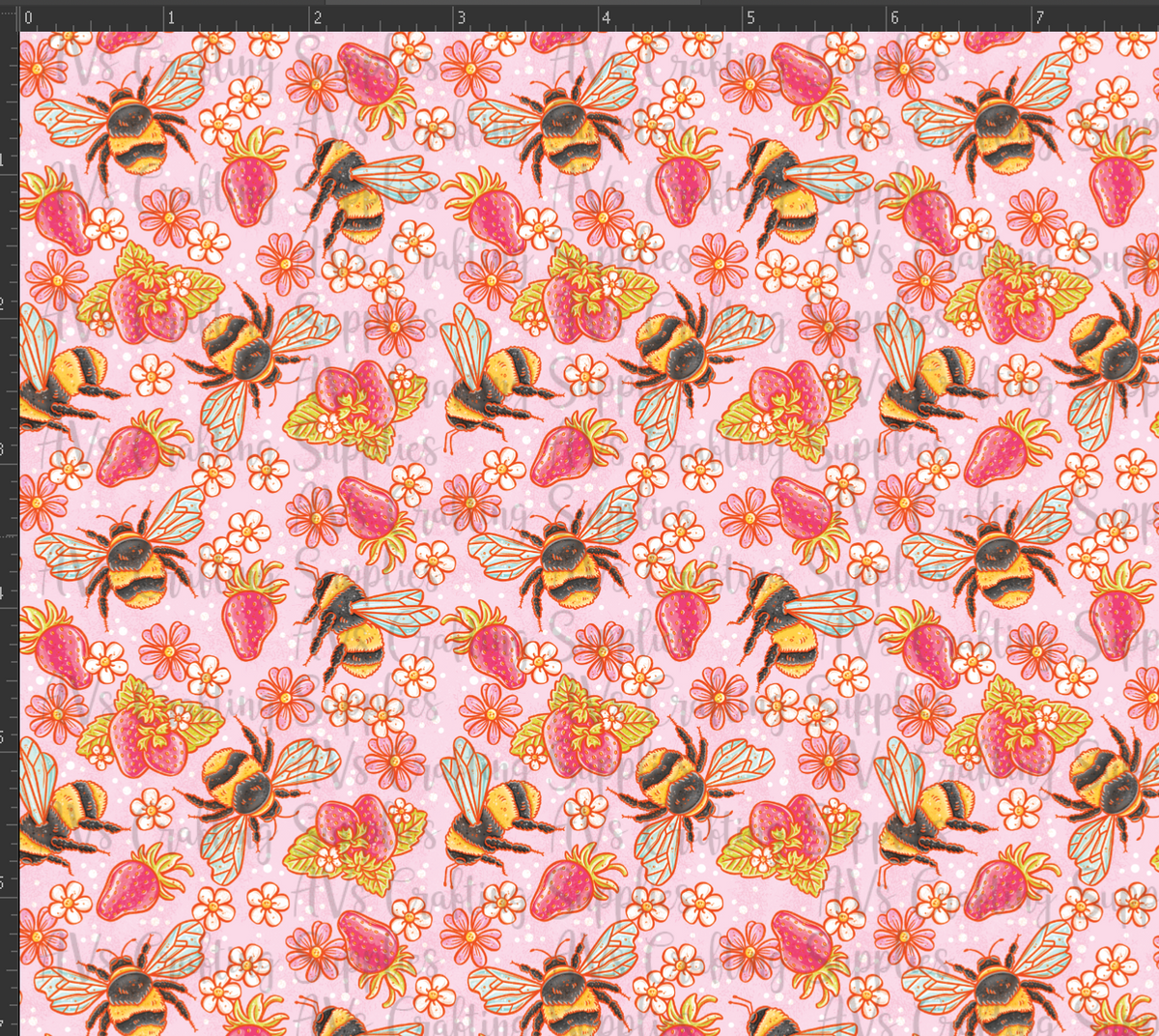 Strawberries and Bees Print