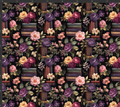 Dark Floral and Books Print