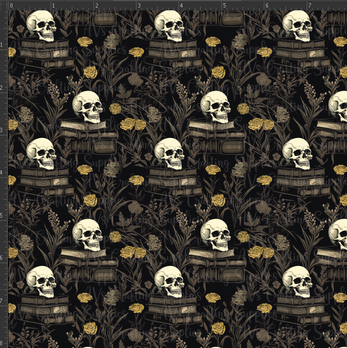 Skulls and Books Print