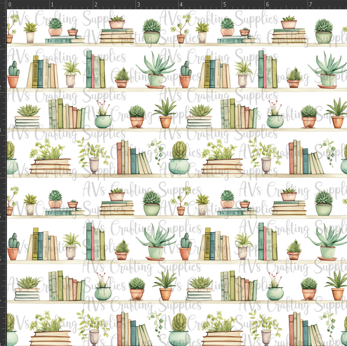 Succulents and Books Print