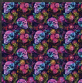 Neon Skulls and Books Print