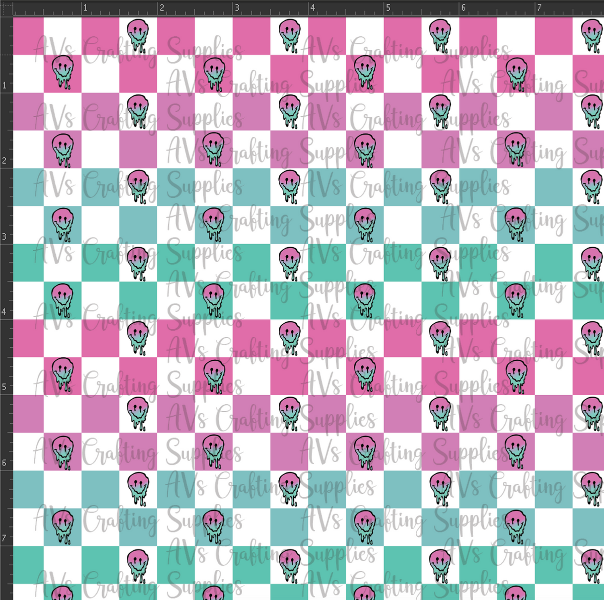 Melting Smiley Checkers Print