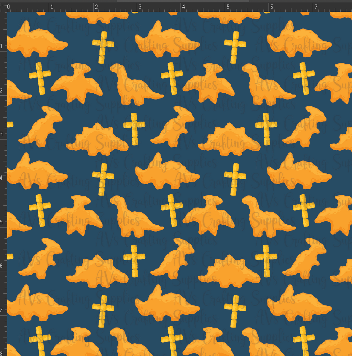 Dino Nuggs and Crosses Print