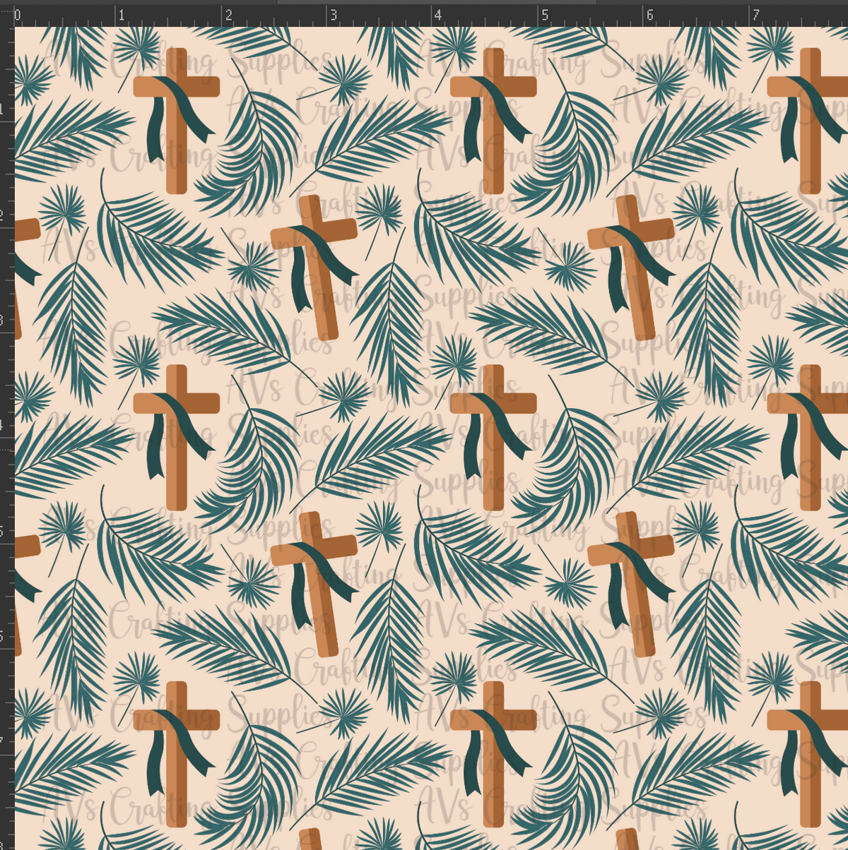 Palm Leaves and Crosses Print