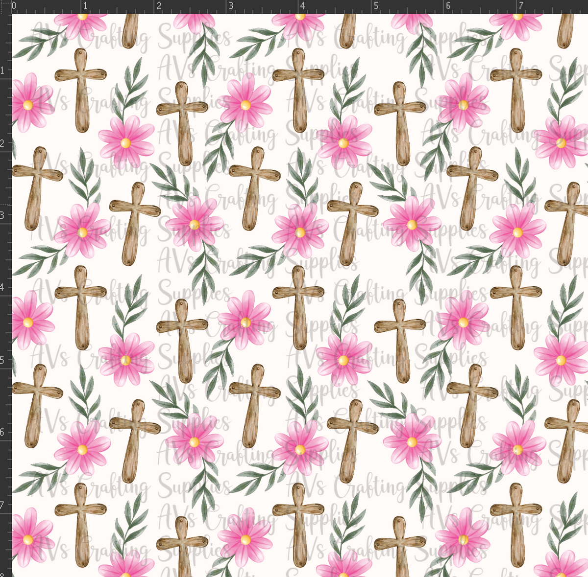 Flowers and Crosses Print