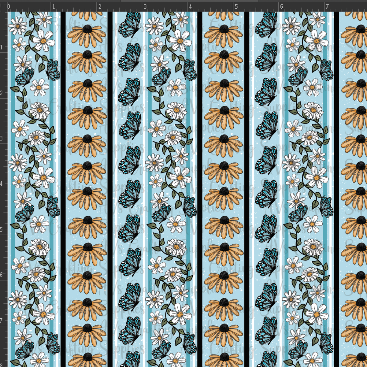 Sunflowers and Butterflies Wallpaper Print