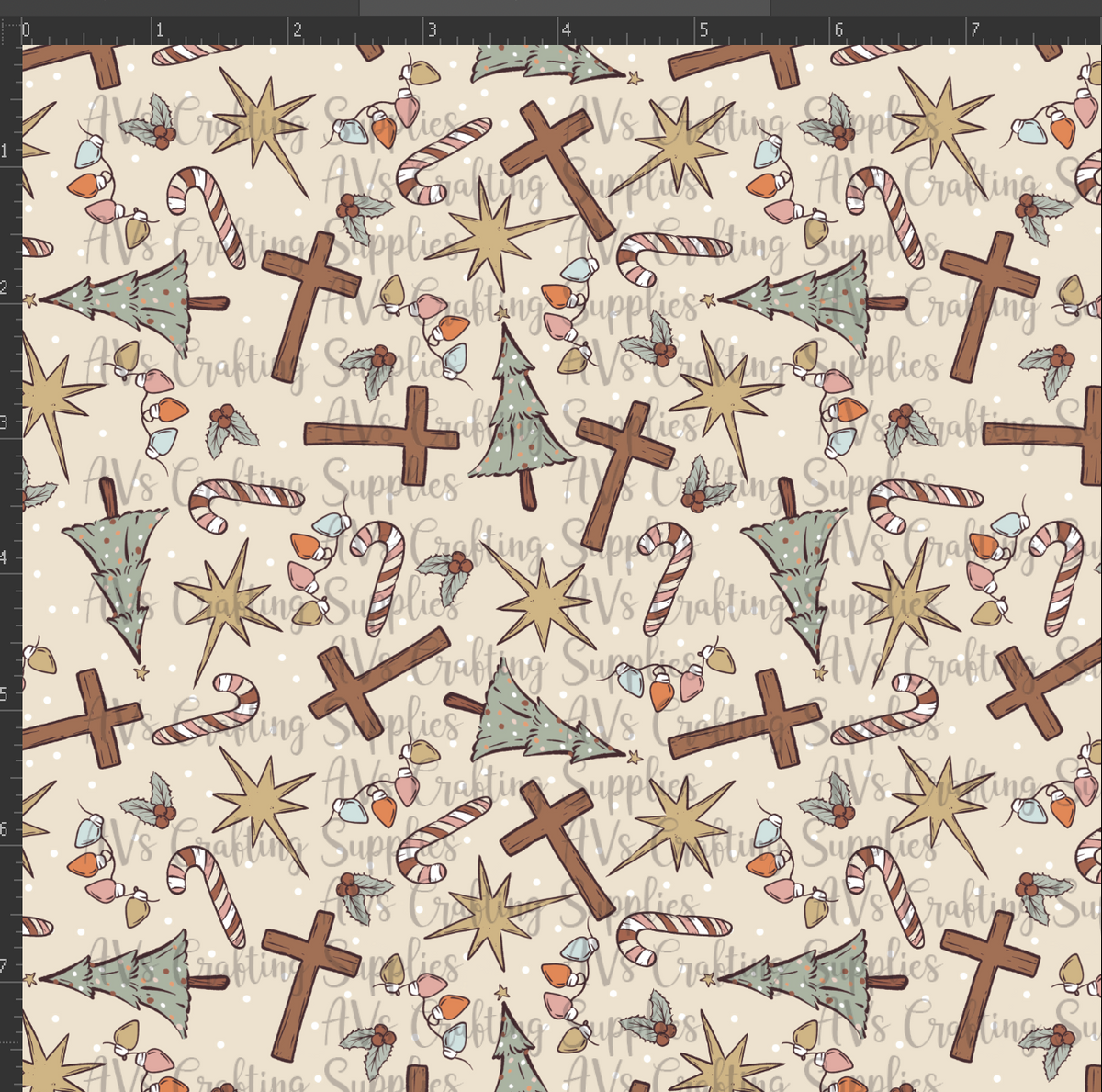 Christmas Trees and Crosses Print