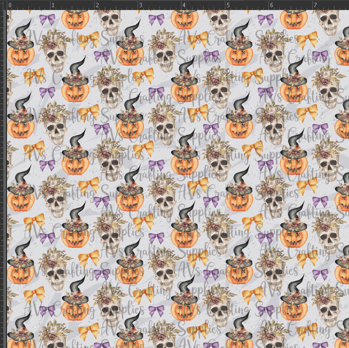Floral Pumpkins and Skulls Print