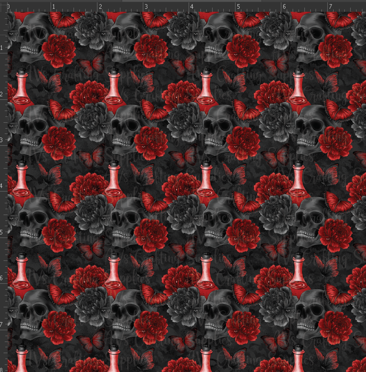 Gothic Halloween Skulls Print