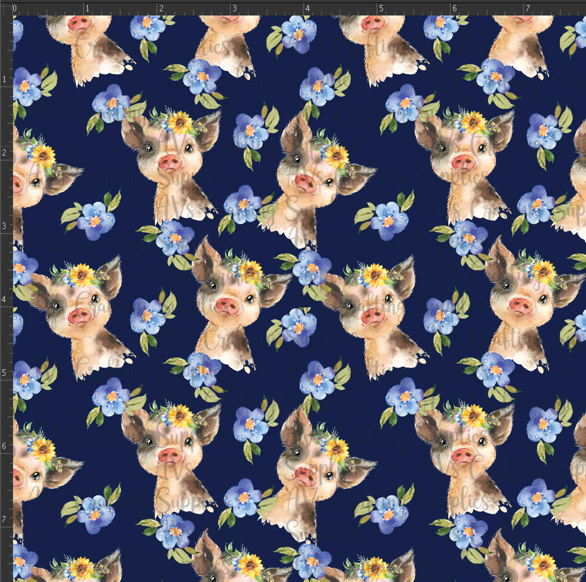 Flower Crown Pig Print