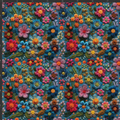 Teal 3D Embroidered Flowers