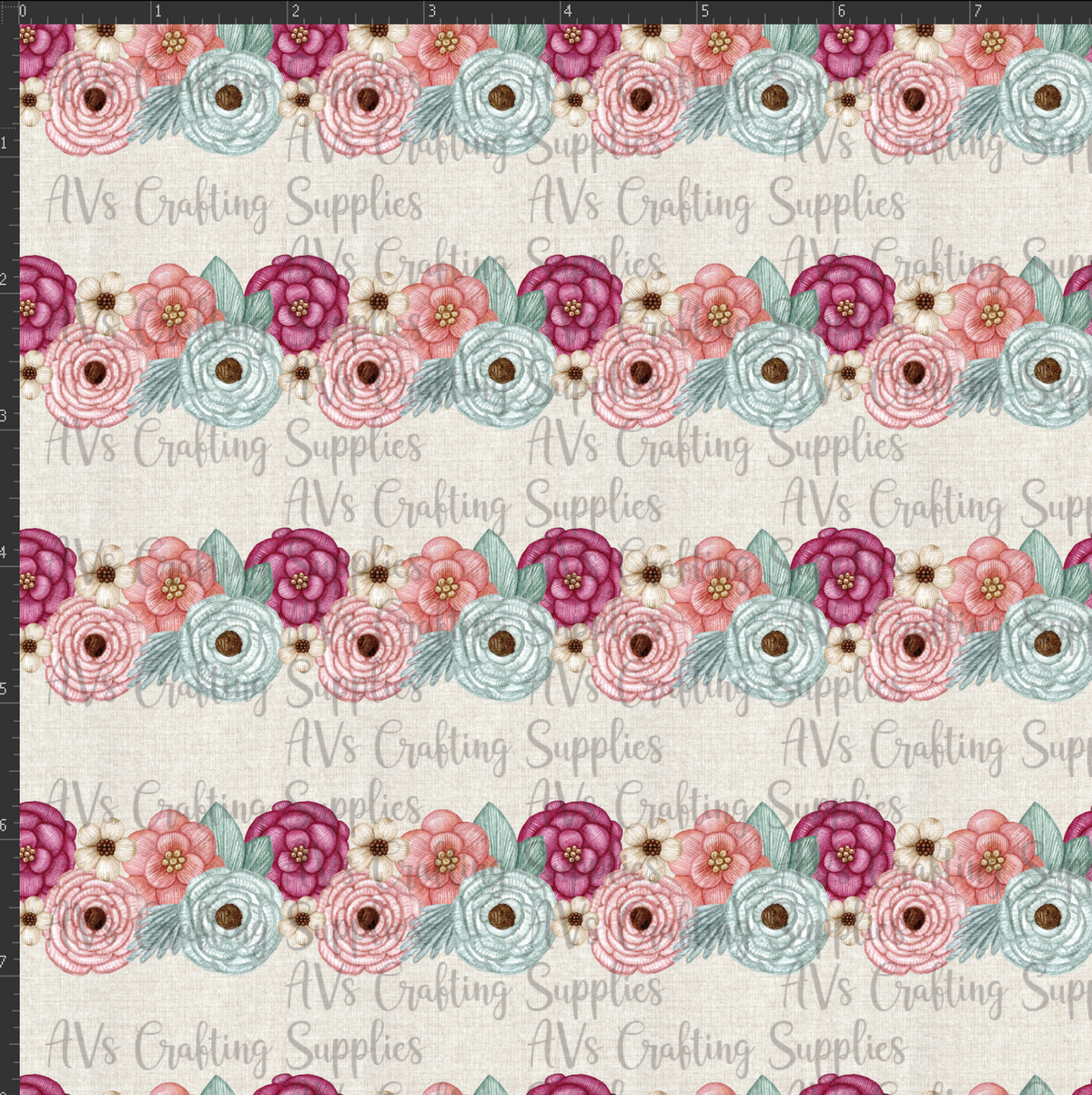 Embroidered Flowers Stripes Print