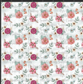 Green Embroidered Flowers Print