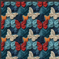 Embroidered Butterflies Print