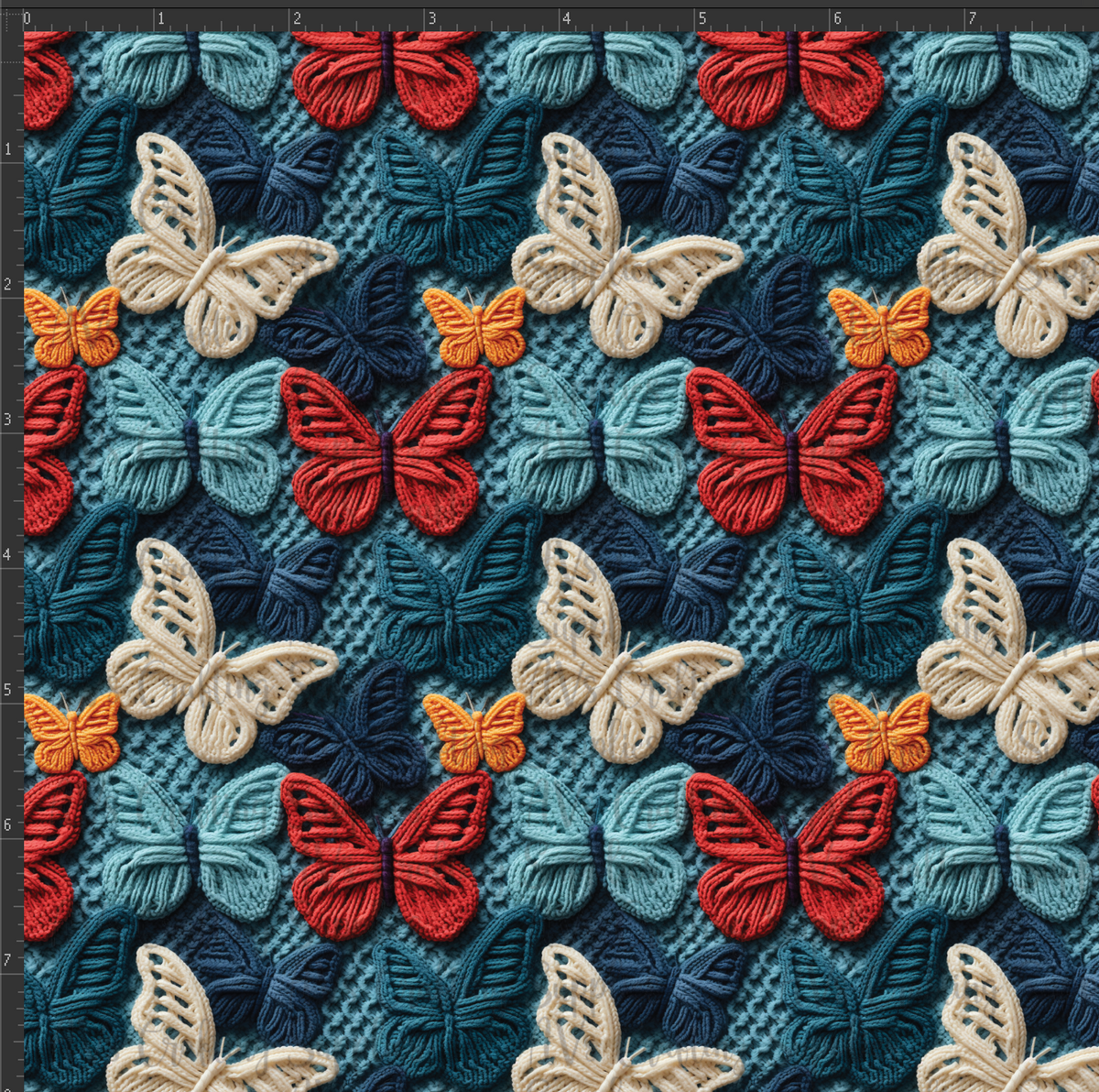 Embroidered Butterflies Print