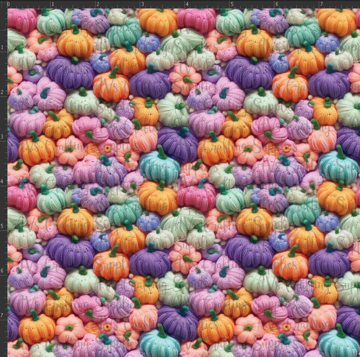 Pastel Embroidered Pumpkins Print