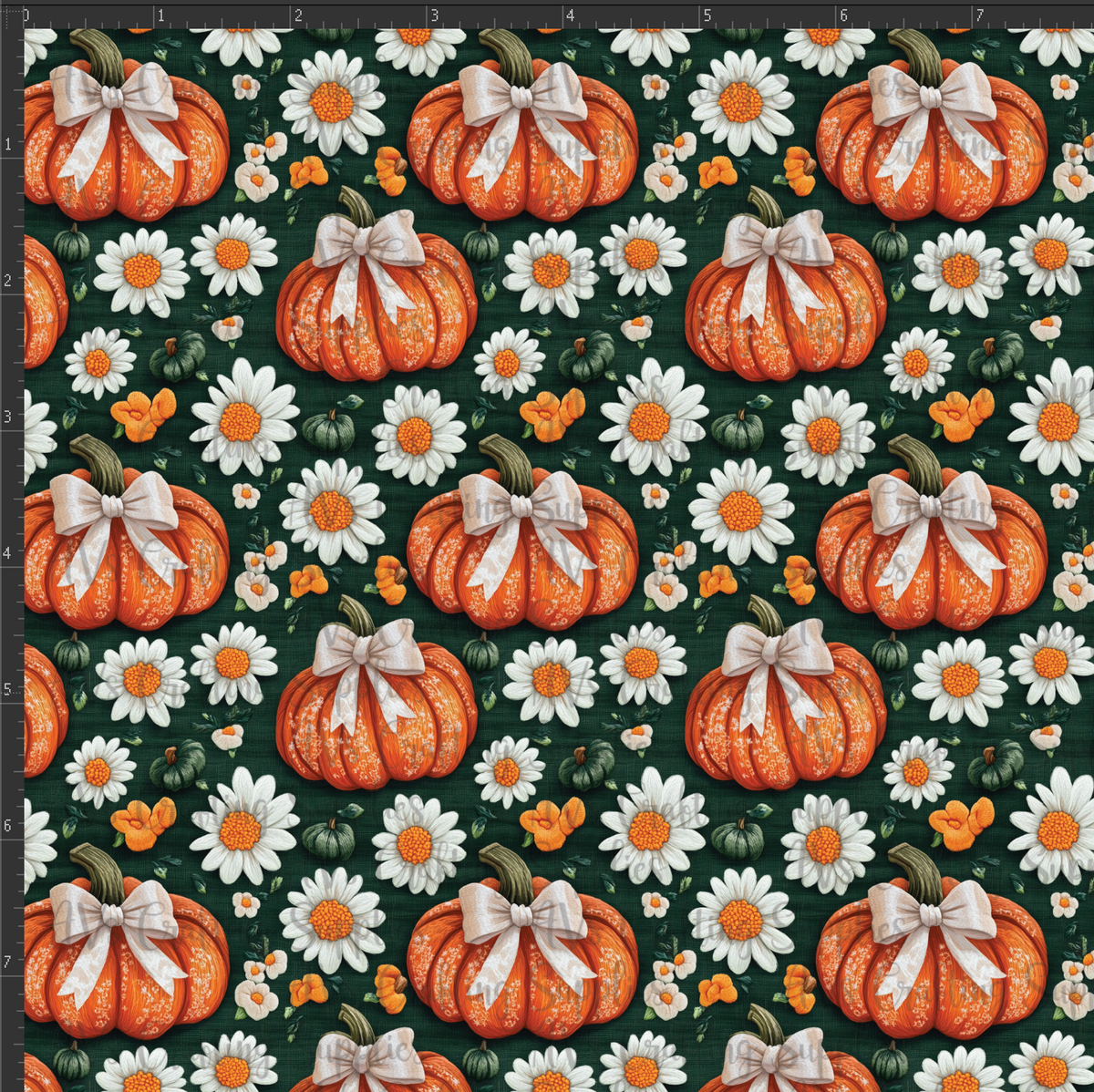 Bow Embroidered Pumpkins Print