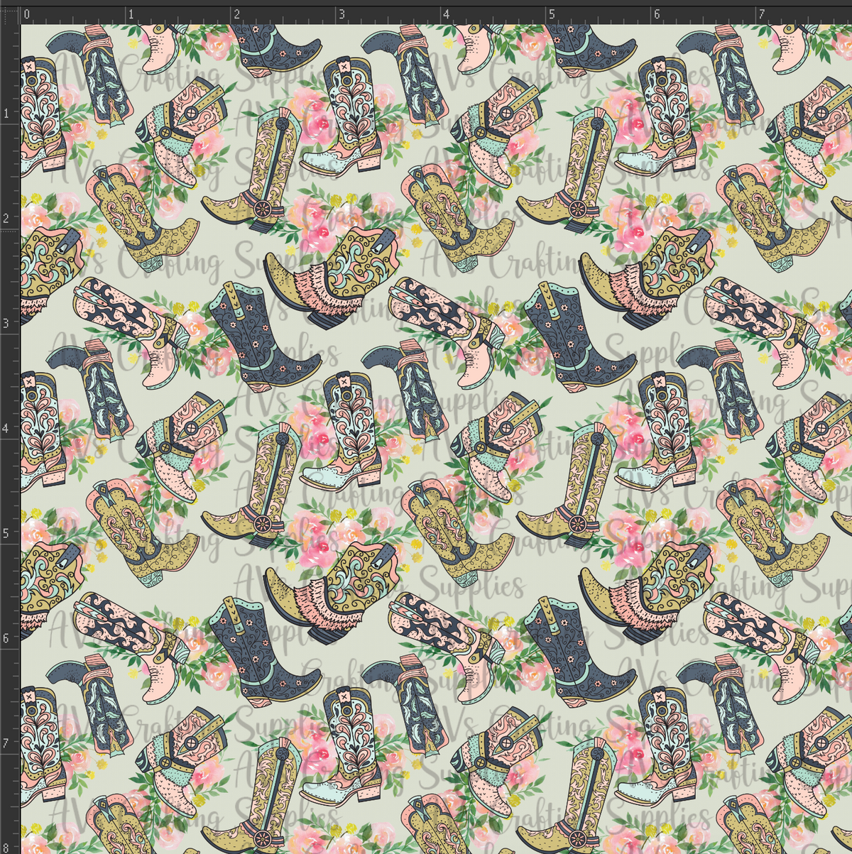 Floral Cowgirl Boots Print