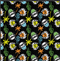 Skulls and Palm Trees Print