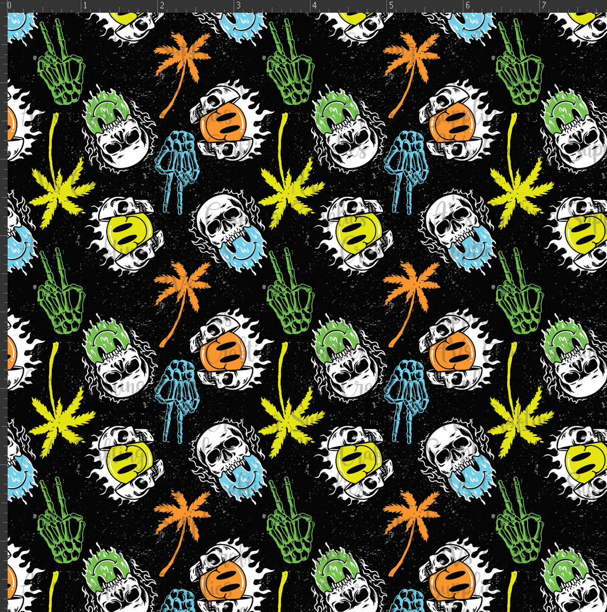 Skulls and Palm Trees Print