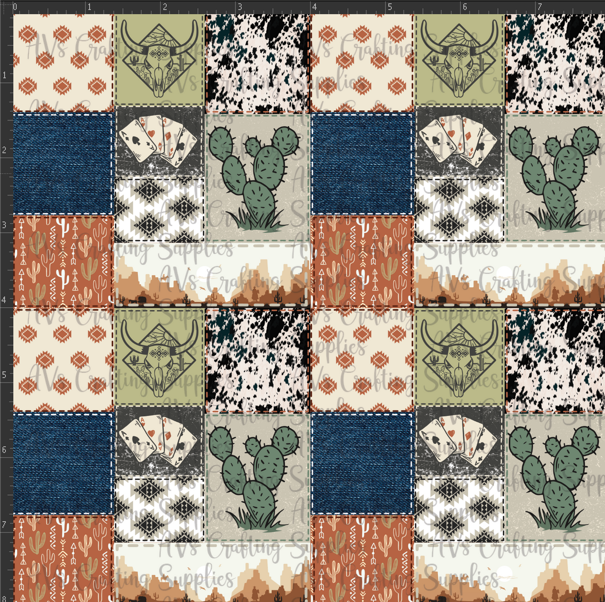 Western Cards Patchwork Print