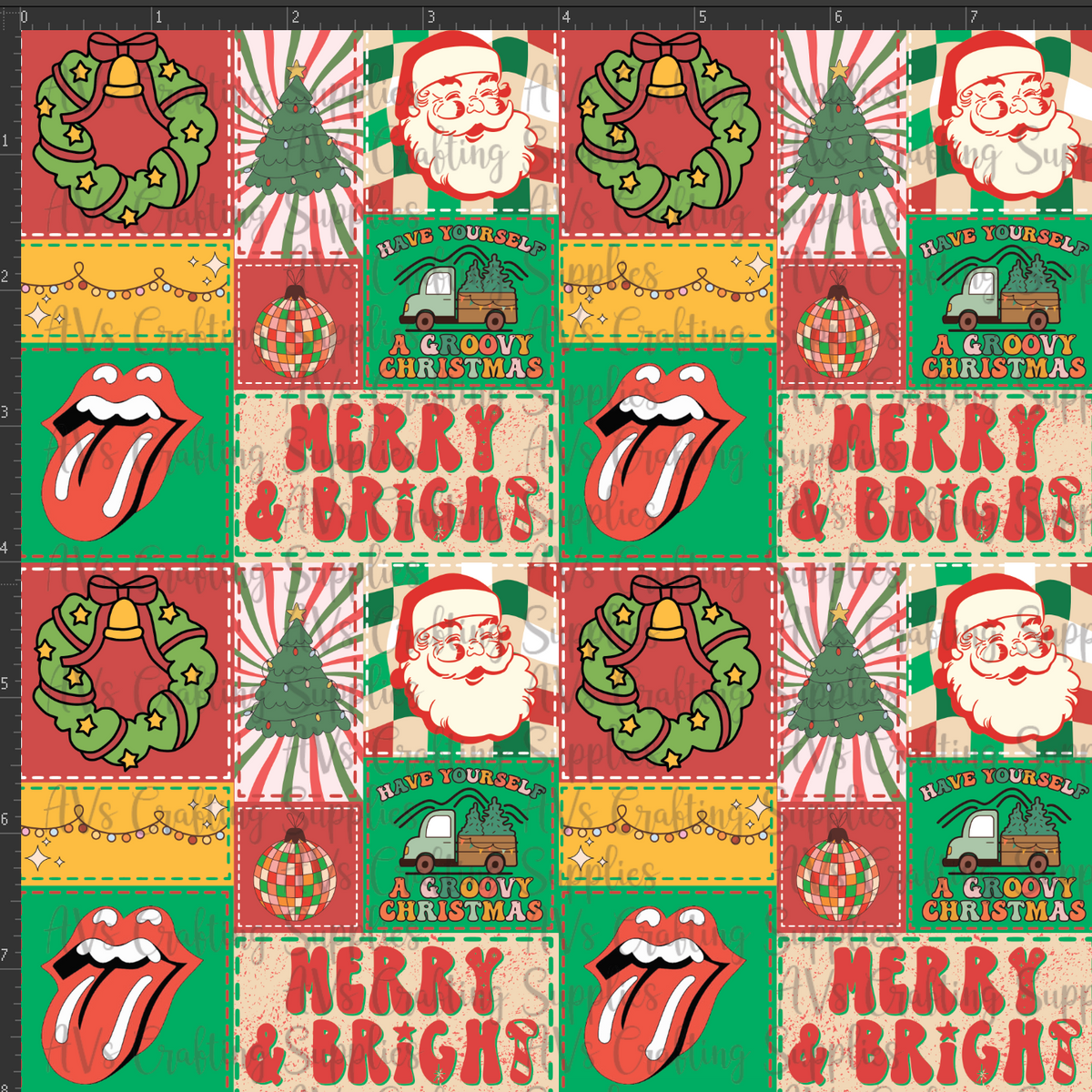 Merry and Bright Patchwork Print
