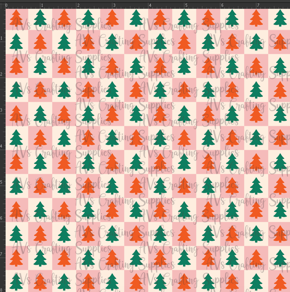 Christmas Tree Checkers Print