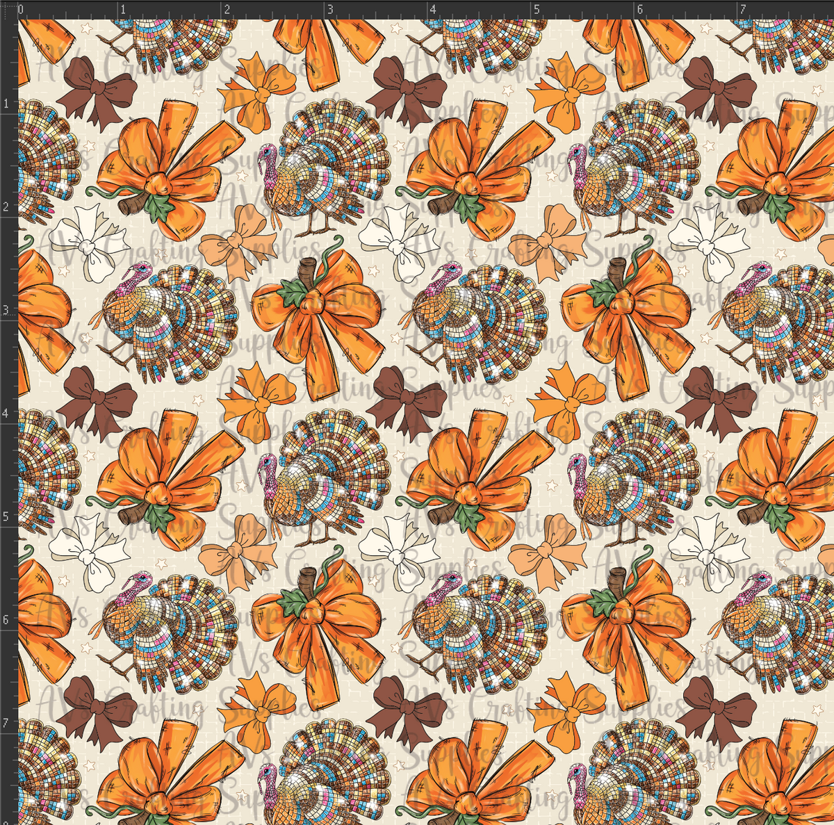 Turkeys and Pumpkins Print