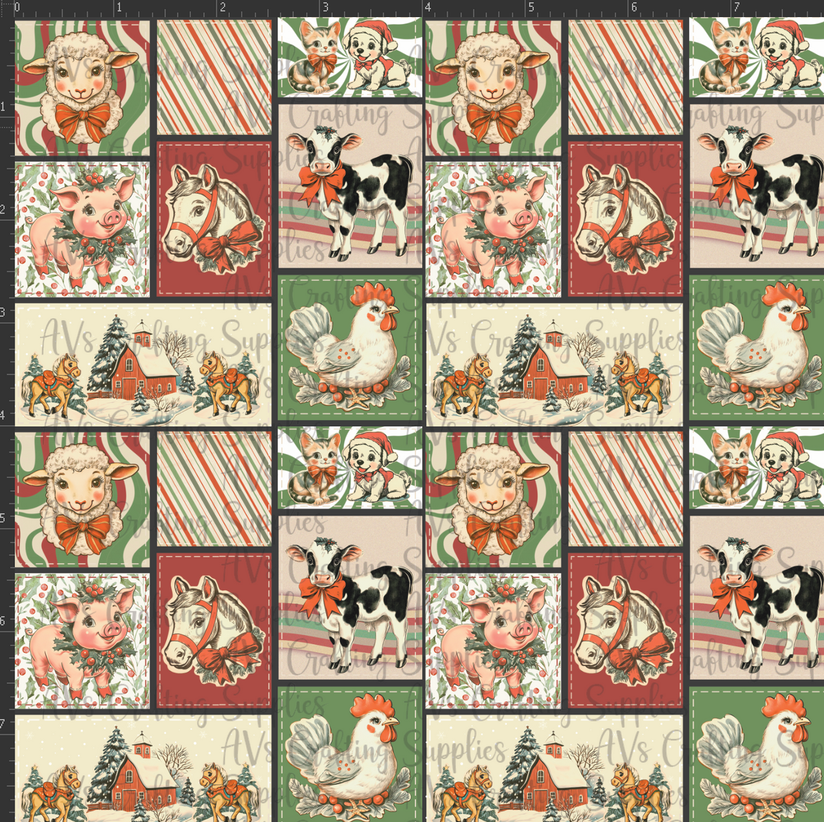 Christmas Vintage Animals Print