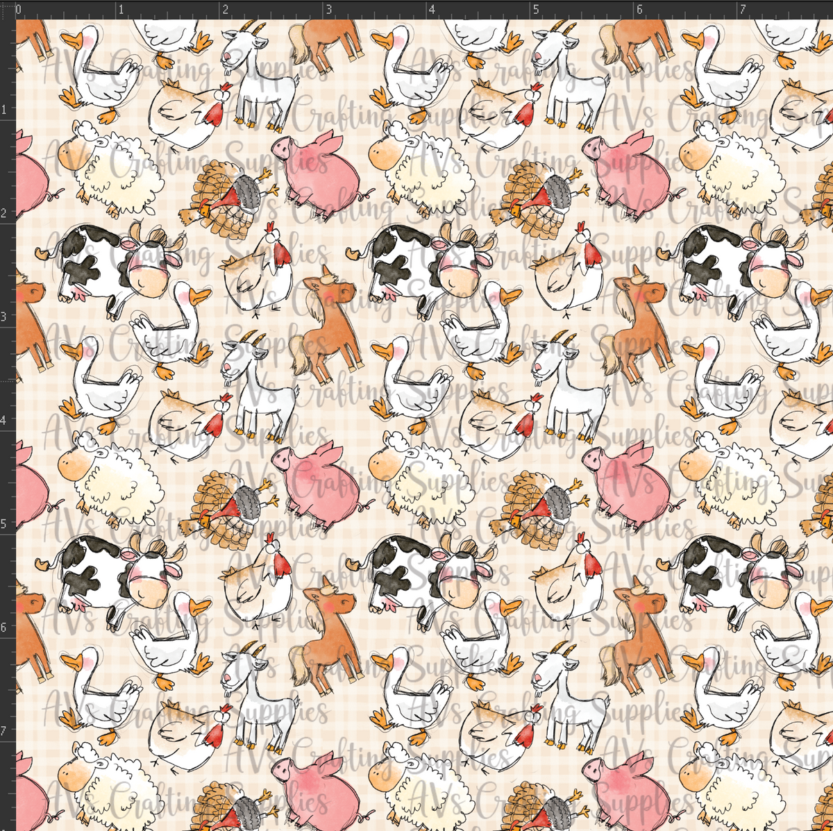 Cartoon Farm Animals Print