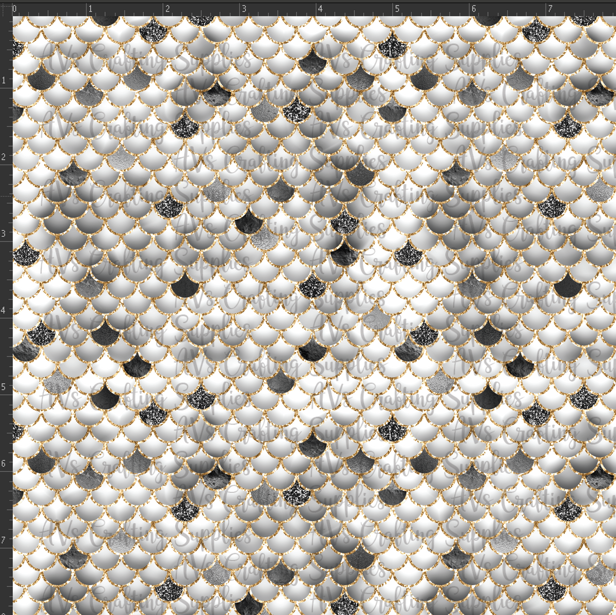 Black and White Mermaid Scales Print