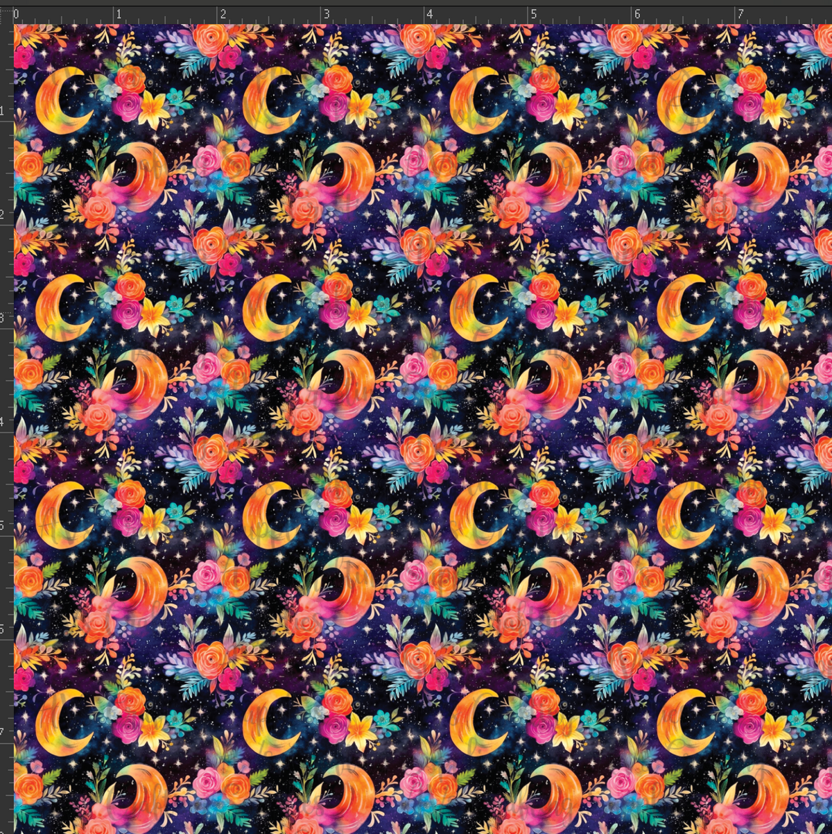 Rainbow Floral Moon Print