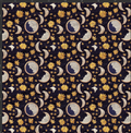 Embroidered Moon and Stars Print