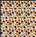 Embroidered Sunflowers and Stems Print