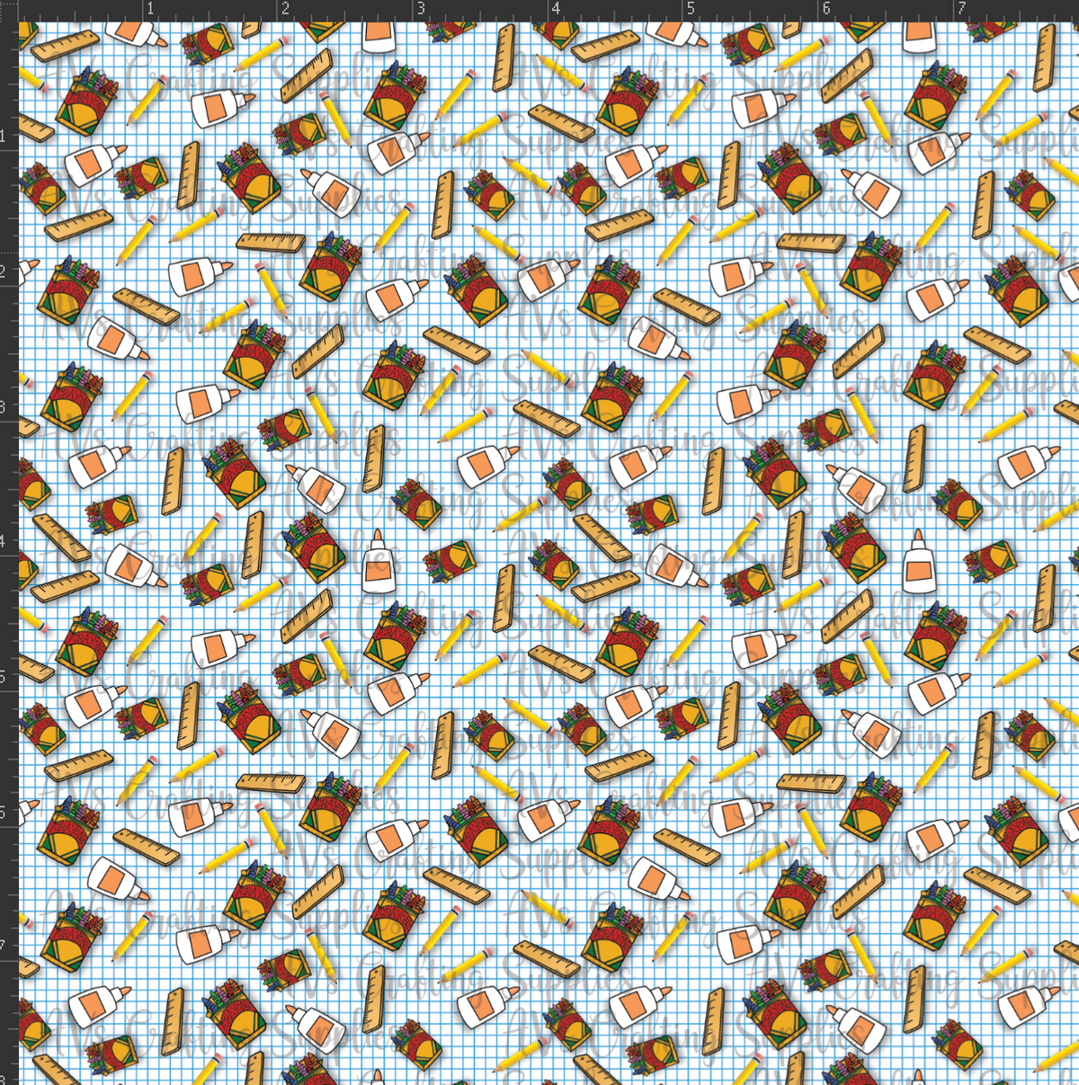 School Supplies Grid Print